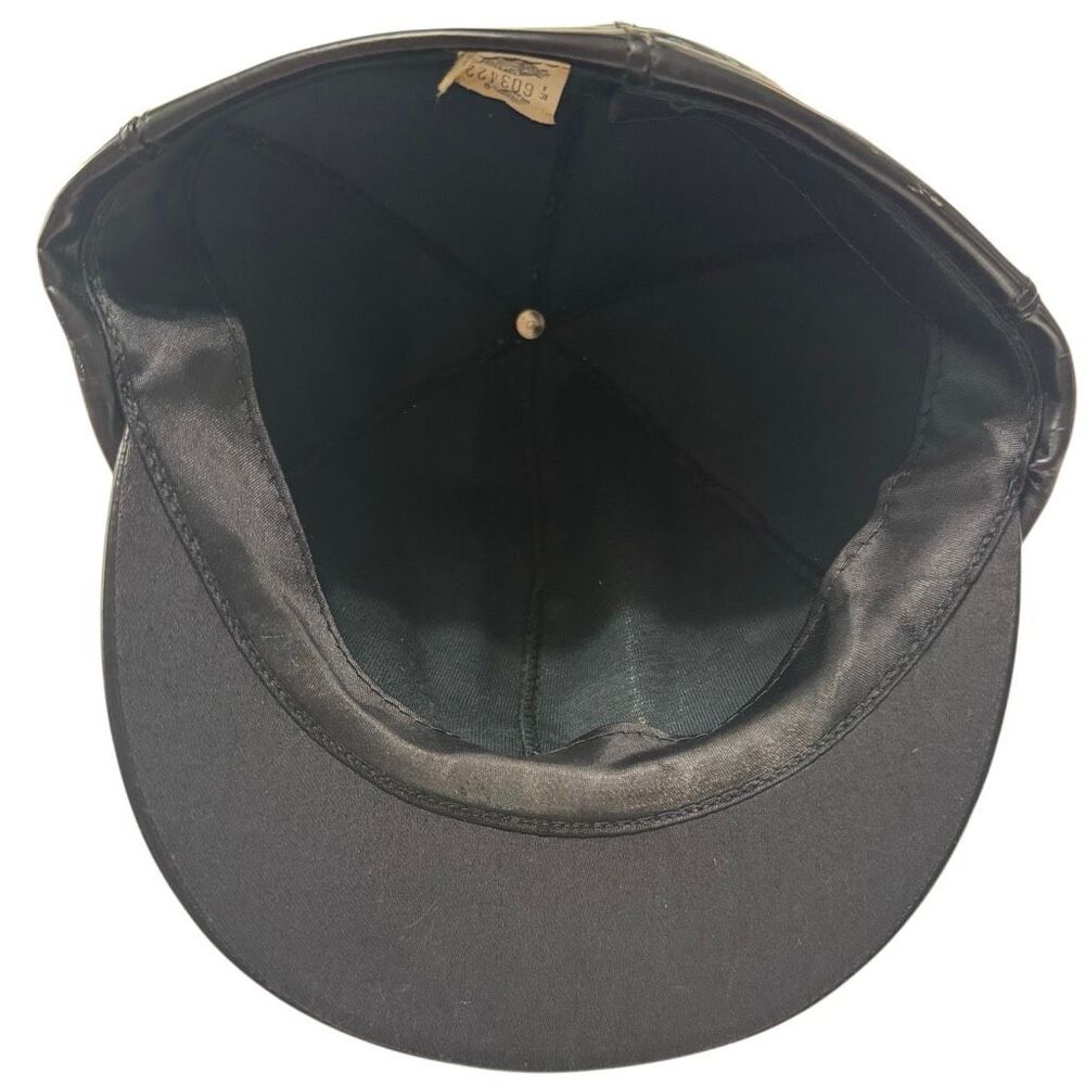 Vintage 60s/70s Black Patent Vinyl Cap Union Made in USA - Picture 5 of 6